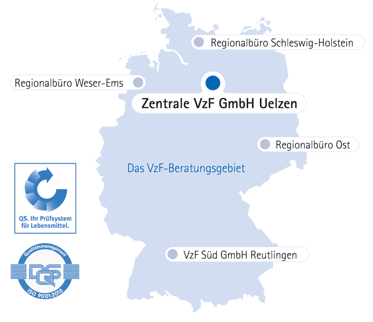 Karte der VzF - Niederlassungen